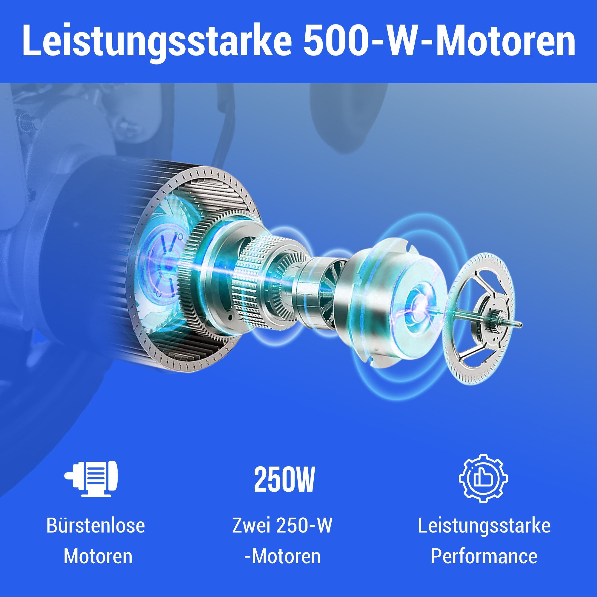 Vankel Elektrorollstuhl klappbar leicht elektr. Rollstuhl 500W, max.20 km max.150 kg, 2x250W, 6,00 km/h E-Rollstuhl