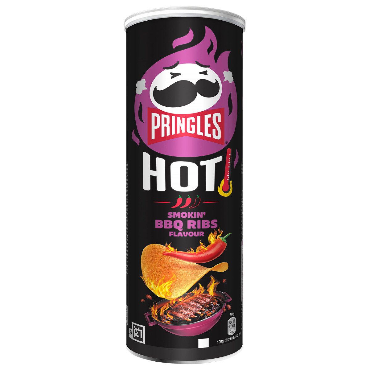Pringles Knabberei, Pringles Hot Smokin BBQ Ribs Stapelchips Barbecue Geschmack 160g