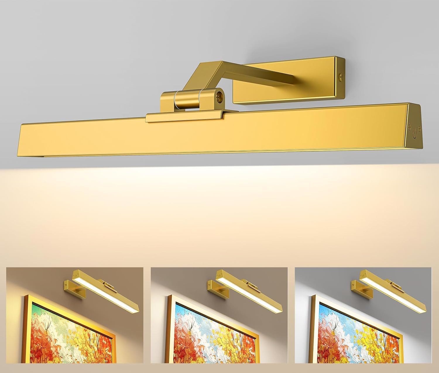 AIBOO Wandleuchte Aufladbare LED Wandleuchte mit Fernbedienung, Magnetische Montage, LED fest integriert, Warmweiß, Neutralweiß, Kaltweiß, 3 CCT Farbtemperaturen, 40cm/60cm, für Foto‑& Kunstbeleuchtung