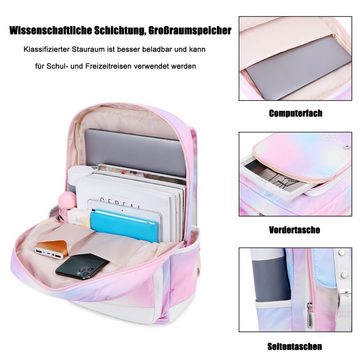 TAN.TOMI Kinderrucksack Kinderrucksack Mädchen, Niedlich Regenbogen Wasserabweisend, Leichter Schulrucksack für Mädchen, Kinder-Schulranzen-Rucksack