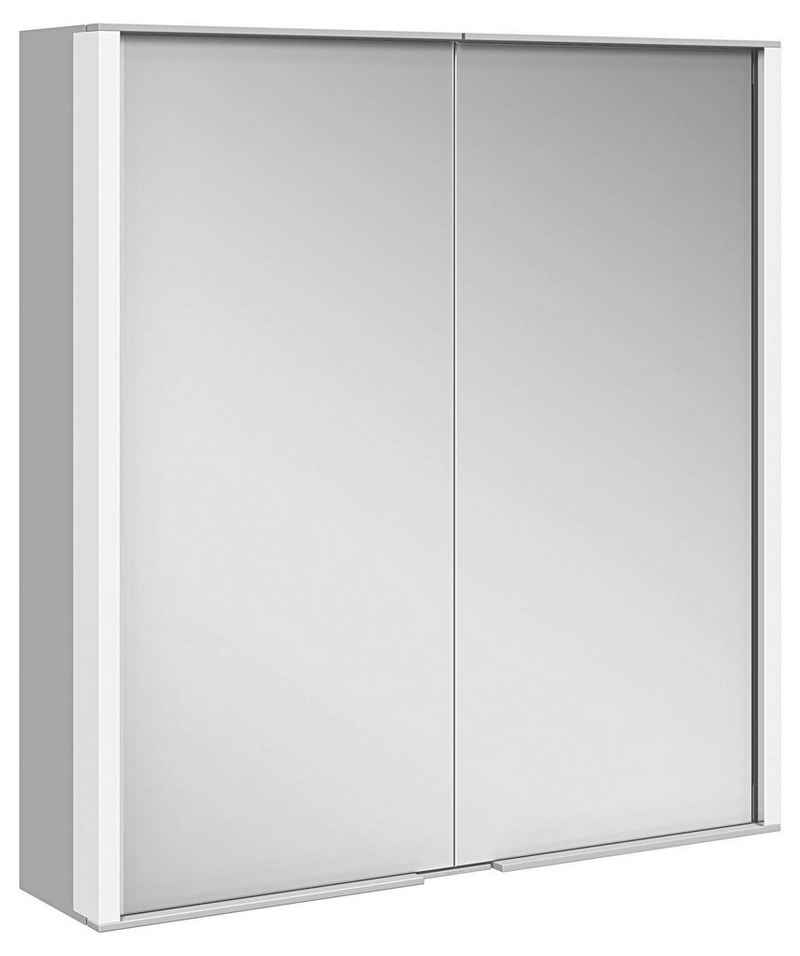 Keuco Spiegelschrank Royal Match (Badezimmerspiegelschrank mit Beleuchtung LED) mit Steckdose, dimmbar, Aluminium-Korpus, 2-türig, 65 cm