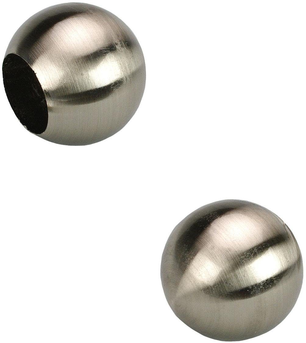 Gardinenstangen-Endstück Ball, Liedeco, Gardinen, (Set, 2-St), für Gardinenstangen Ø 16 mm edelstahlfarben