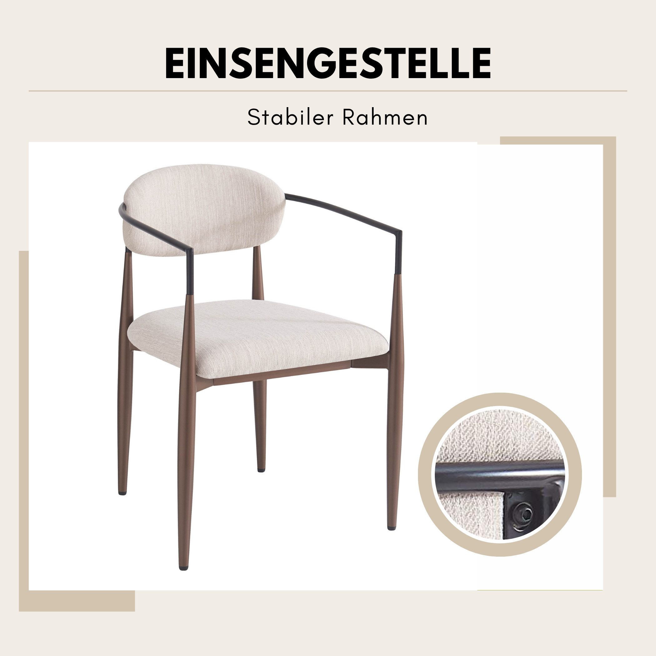 SeedWave Esszimmerstuhl 2er Set Esszimmerstühle Leinen Küchenstuhl mit Verstellbaren Füßen, 2 Teilger Wohnzimmerstuhl mit Schwammfüllung