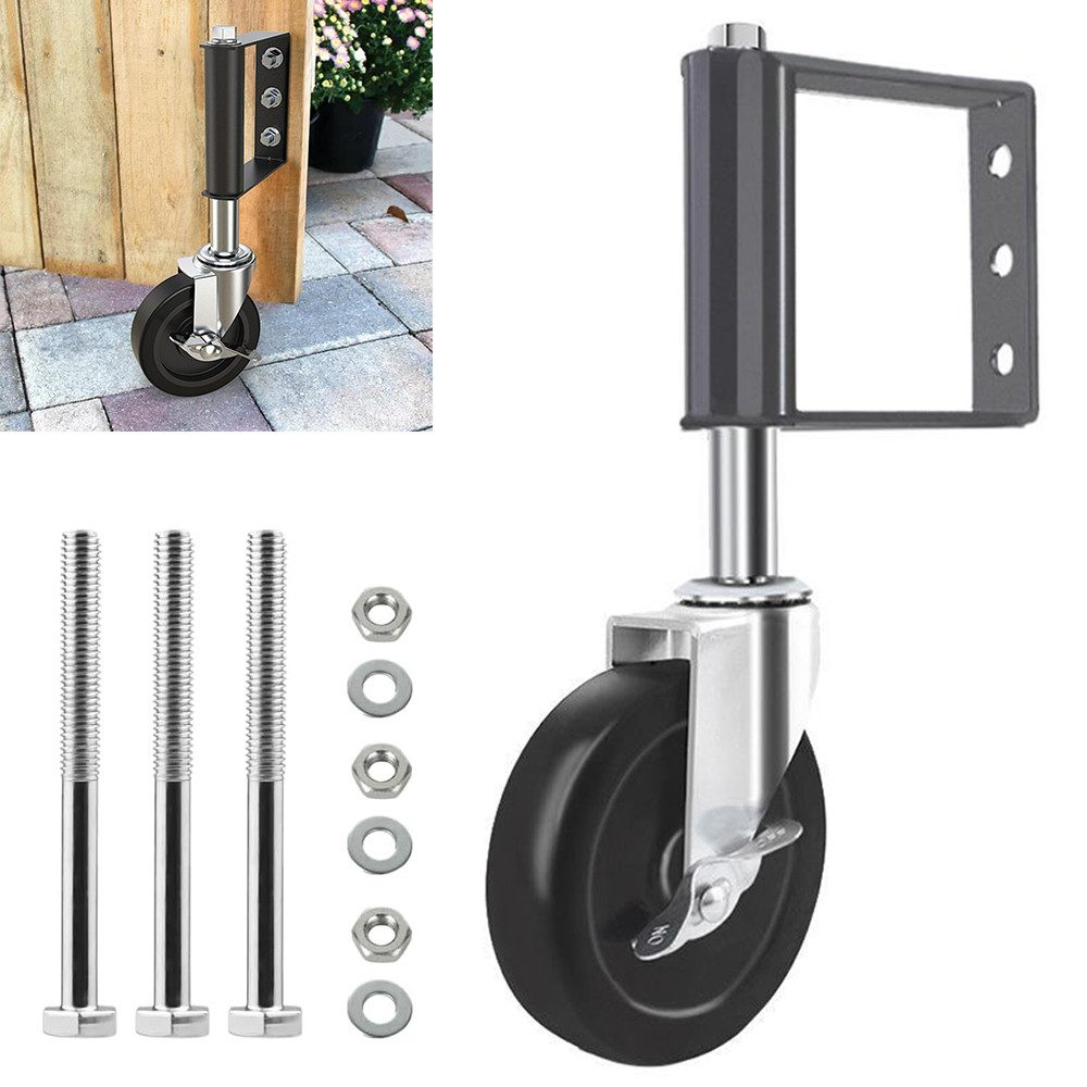 TUWENA Lenkrolle Torrolle 102mm mit Federbelastung, Rad mit Federung, 100kg Tragkraft, Drehbare Torrolle für Holztore, Zäune, Gartentor und Metalltore