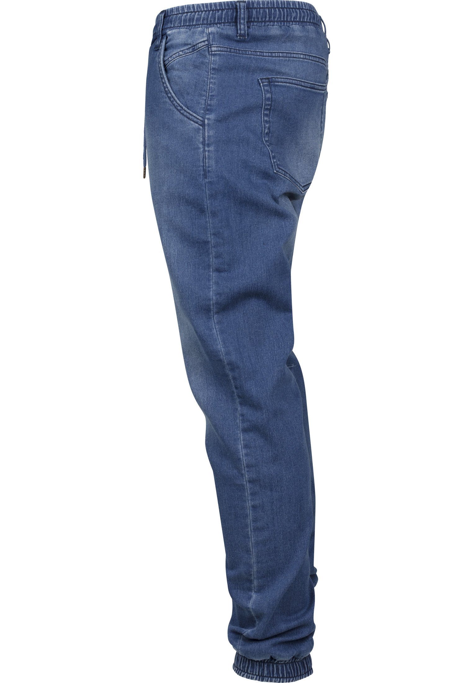 URBAN CLASSICS Bequeme Jeans Herren blue washed Denim (1-tlg) Knitted Jogpants