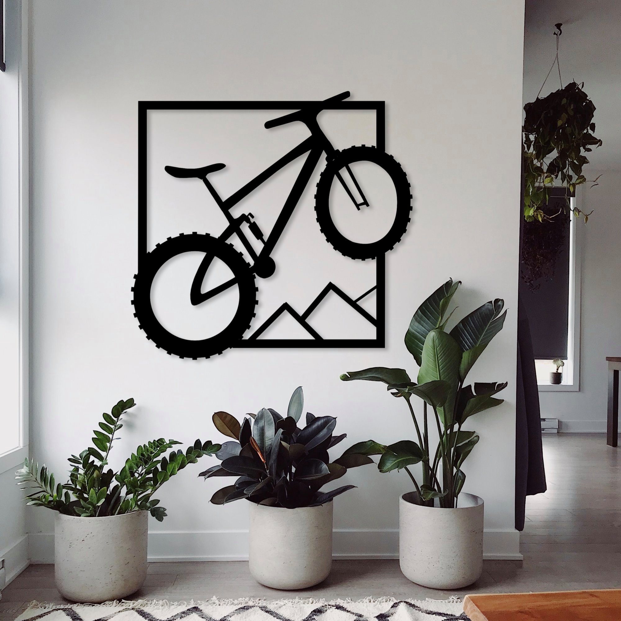 WoodFriends Wandbild aus Holz Mountainbike BMX Fahrrad Holzschild zum Aufkleben, Fahrradliebhaber Wandkunst Geburtstagsgeschenk Radler Radsport Berge