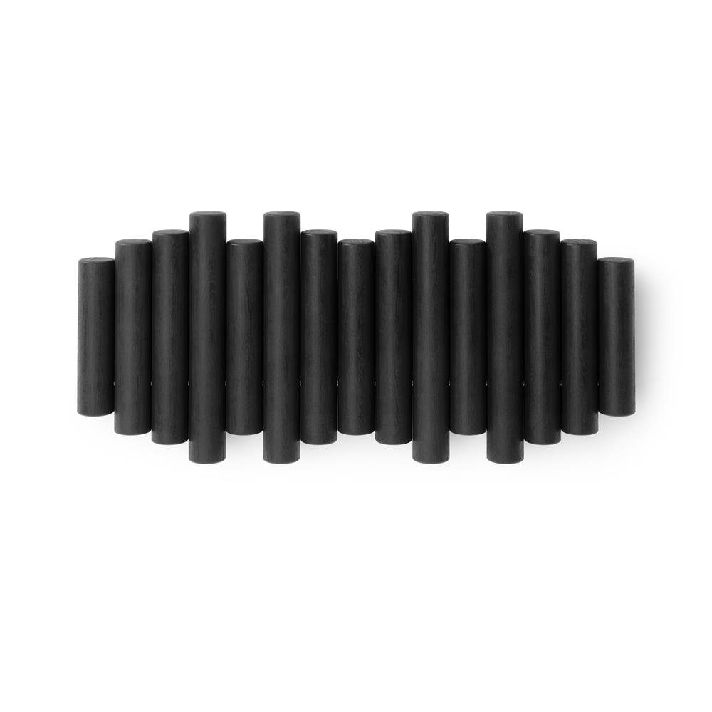 Umbra Garderobenleiste Picket, mit 5 Garderobenhaken, Schwarz, aus geschliffenem Kiefernholz