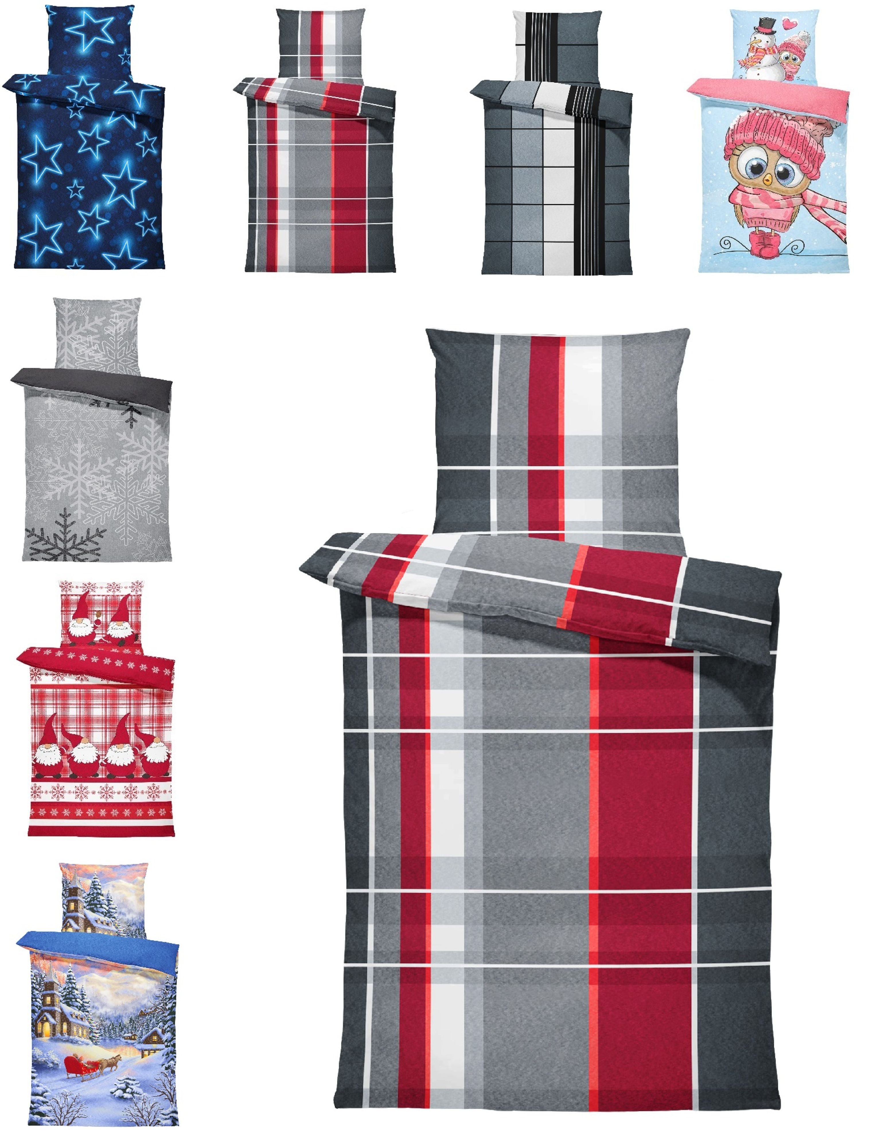 One Home Bettwäsche Winter Thermofleece, Fleece, 2 teilig, Kariert gestreif günstig online kaufen
