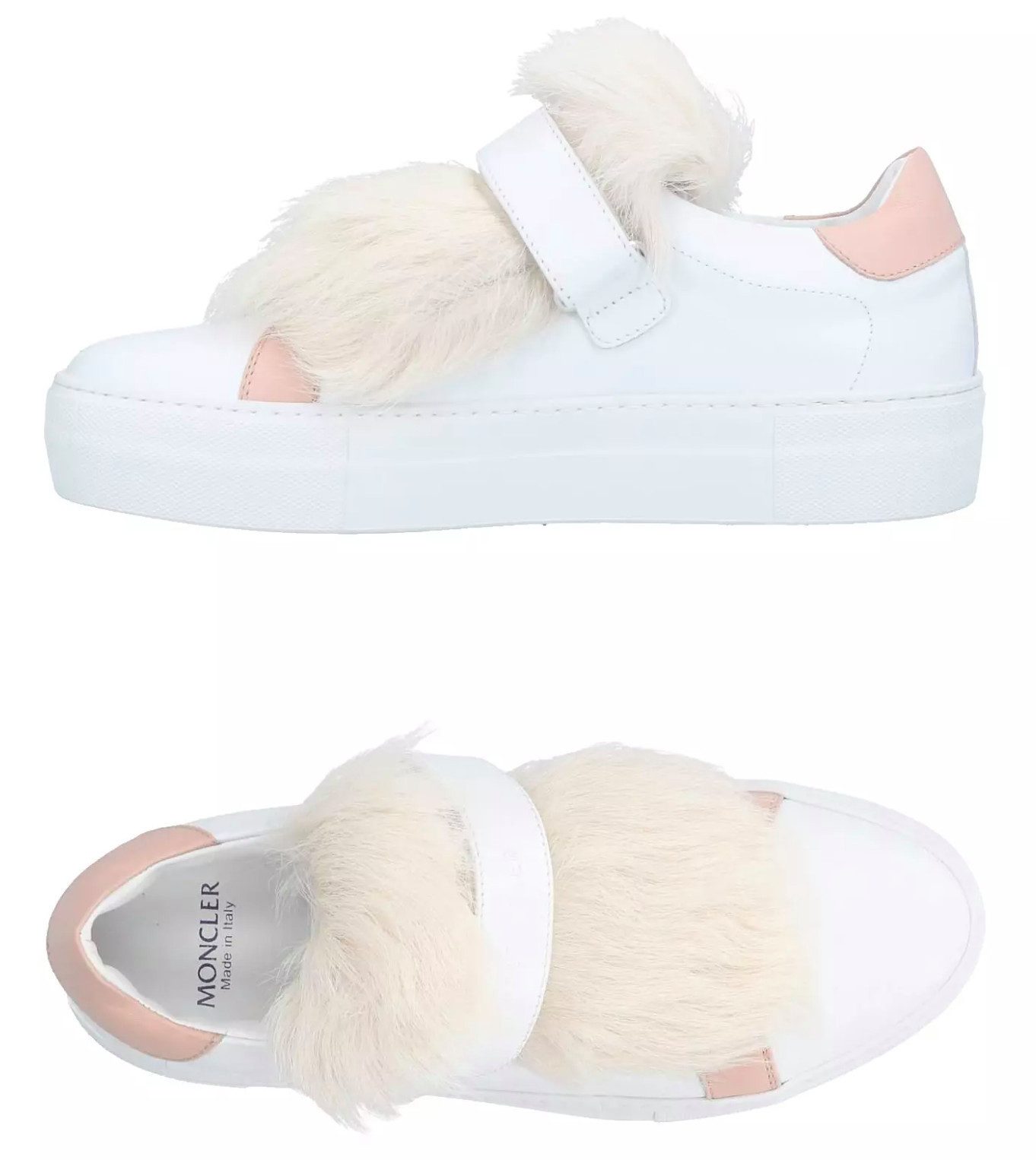 MONCLER Trimmed Slip-On Trainers mit Lammfellbesatz Sneaker breiten Sohle und plüschigen Lammfellbesatzes