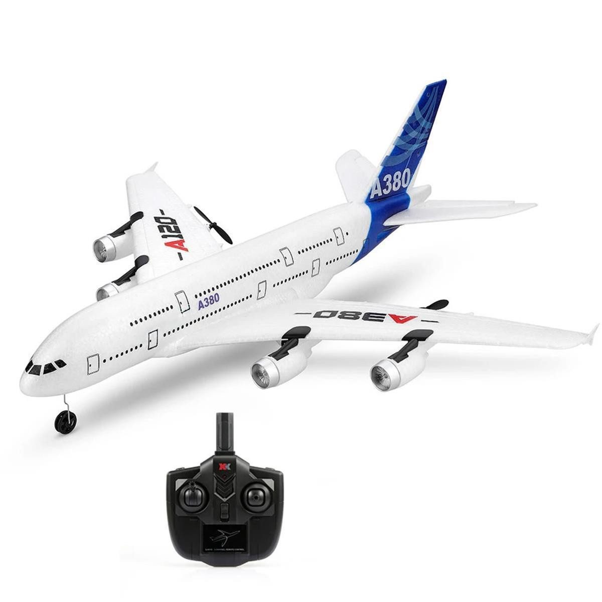efaso RC-Flugzeug A120 Ferngesteuertes Flugzeug 3-Kanal - Passagierflugzeug mit Gyroskop, zwei starken Motoren / lange Flugzeit / bruchsicheres EPP Material
