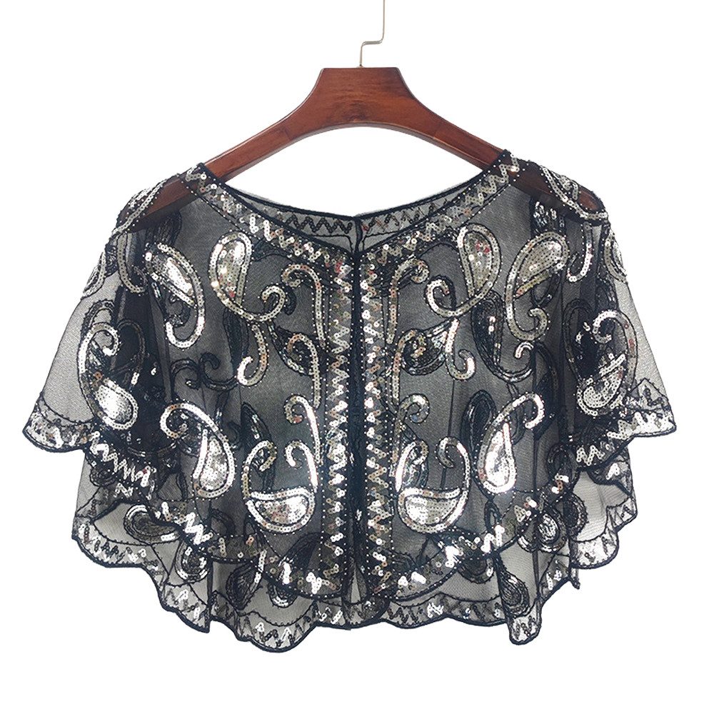 Zaewry Modeschal Pailletten Schal und Wraps für Damen Elegantes Abend Cape Weiche, Strickjacke Vintage Stola für Partykleider und Hochzeiten