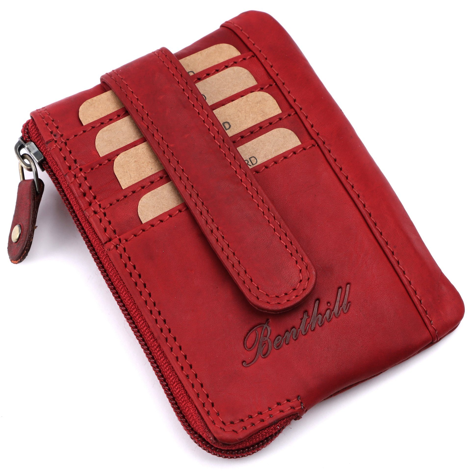 Benthill Schlüsseltasche Mini Geldbörse Kleines Portemonnaie Herren Damen Schlüsseletui, RFID-Schutz Kartenfächer Münzfach Reißverschlussfach