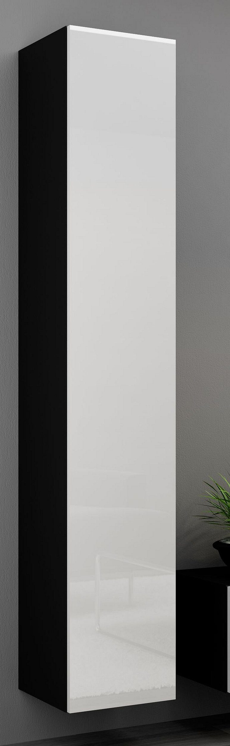 Wandregal) Stauraum, Modern cm mit Schwarz/Weiß Full Design Vago Push-to-Open, viel Hochglanzfront, (Wandschrank, 180 Stauraumschrank Stylefy