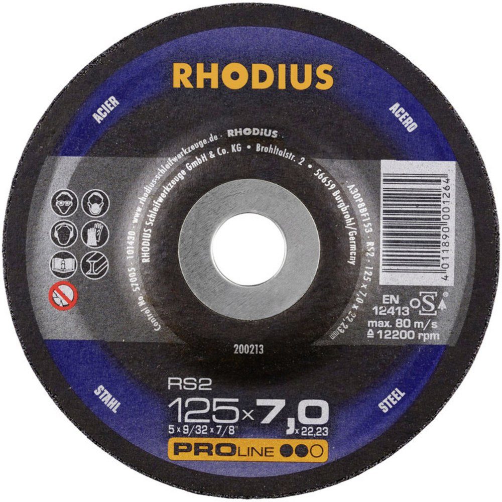 Rhodius RS2 mm Rhodius 125 gekröpft Schruppscheibe 200213 Durchmesser Ø Schruppscheibe mm 125.00 Bohrungs,