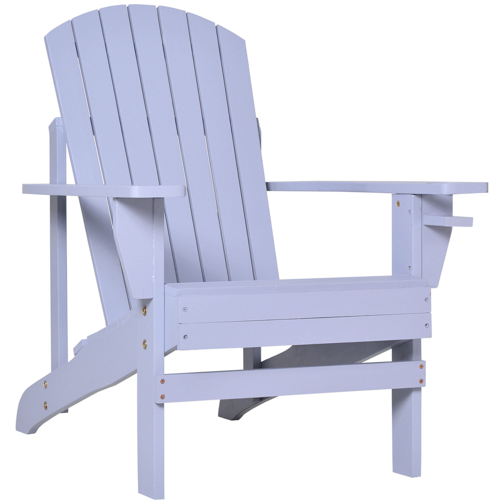Gartenstuhl Adirondack mit Becherhalter, massives Holz, Gartenliege für Balkon