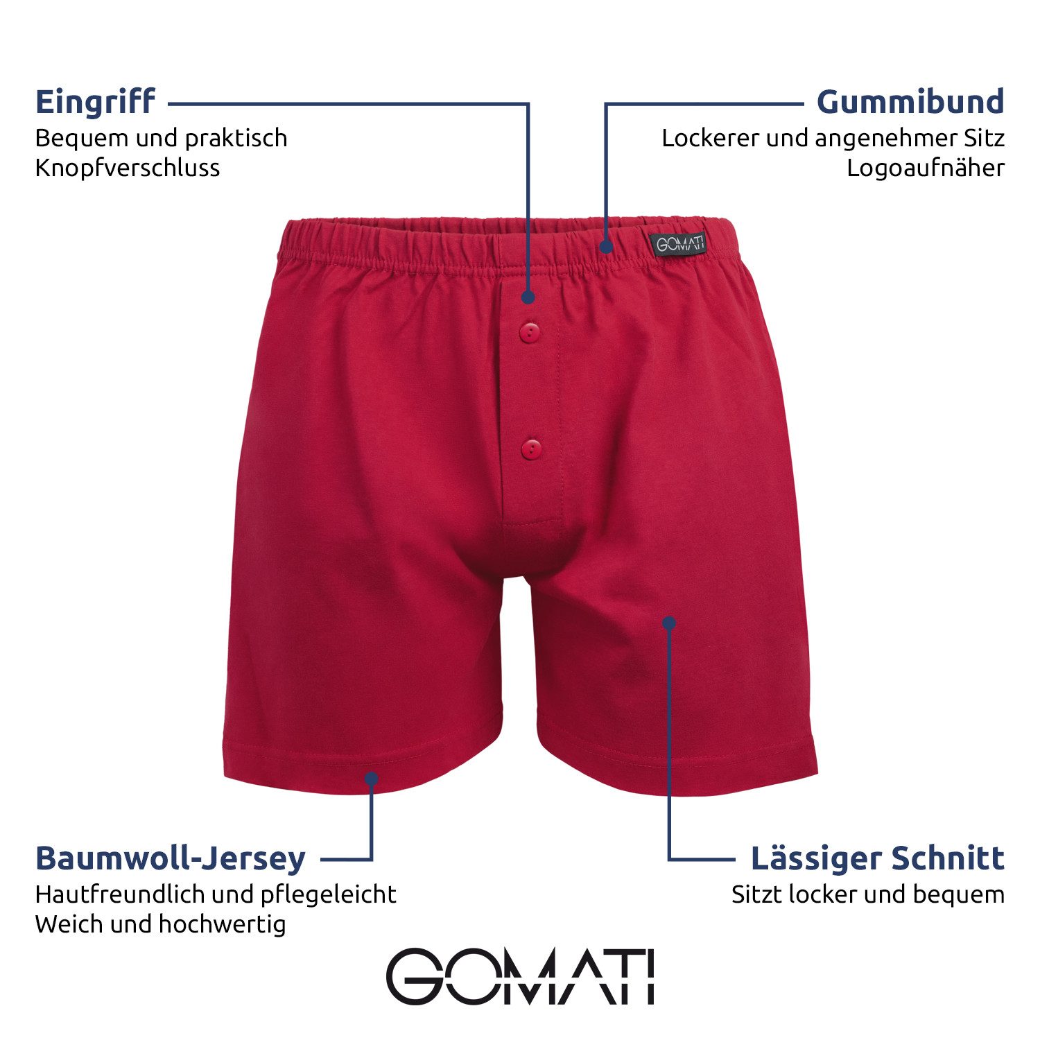 Gomati Boxershorts Herren Jersey Boxershorts (2 Stück) Baumwolle