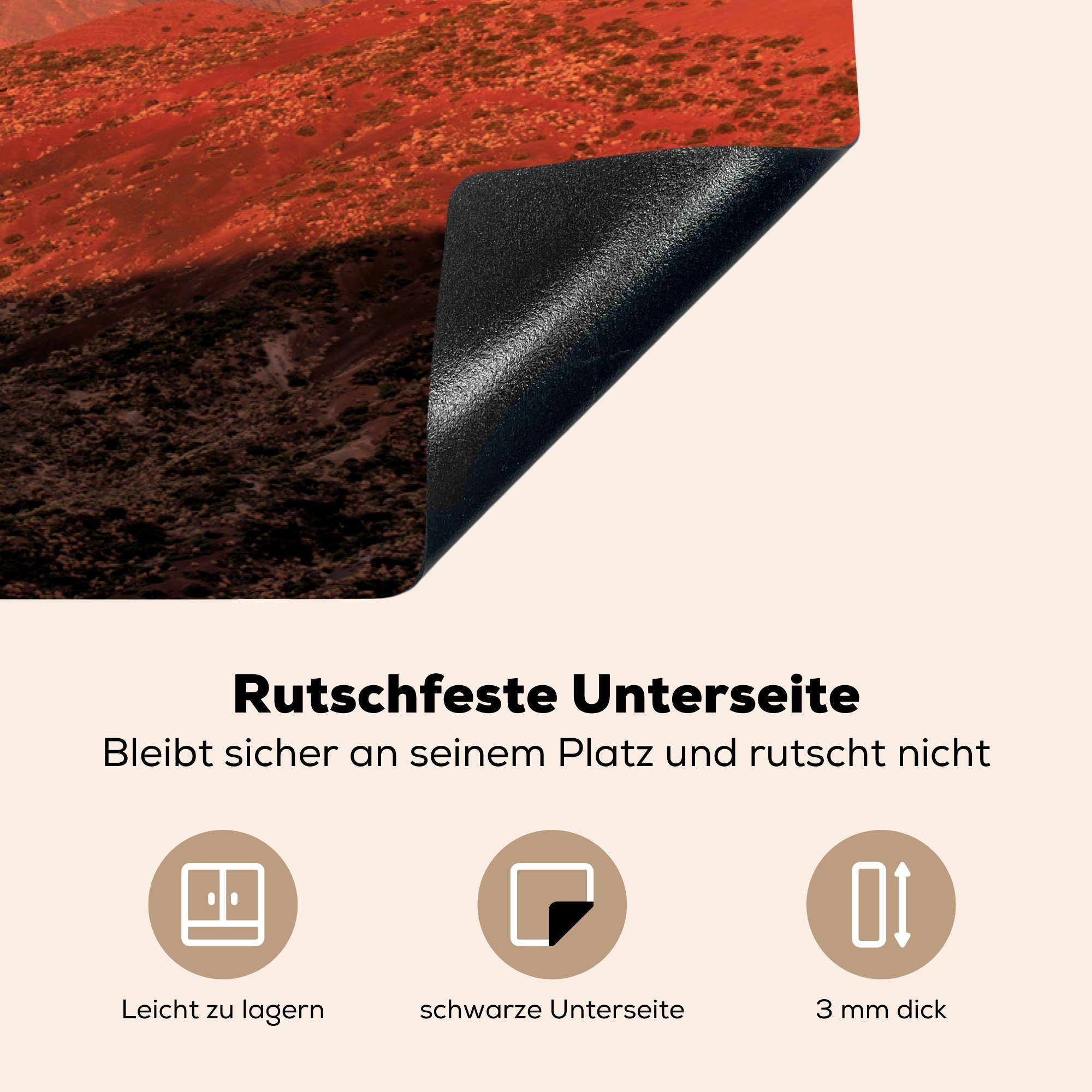 im tlg), cm, Teide Vinyl, Herdblende-/Abdeckplatte Orange (1 küche, Teide-Nationalpark, MuchoWow für Schutz Vulkan 81x52 Spanien, Induktionskochfeld Ceranfeldabdeckung glühender die