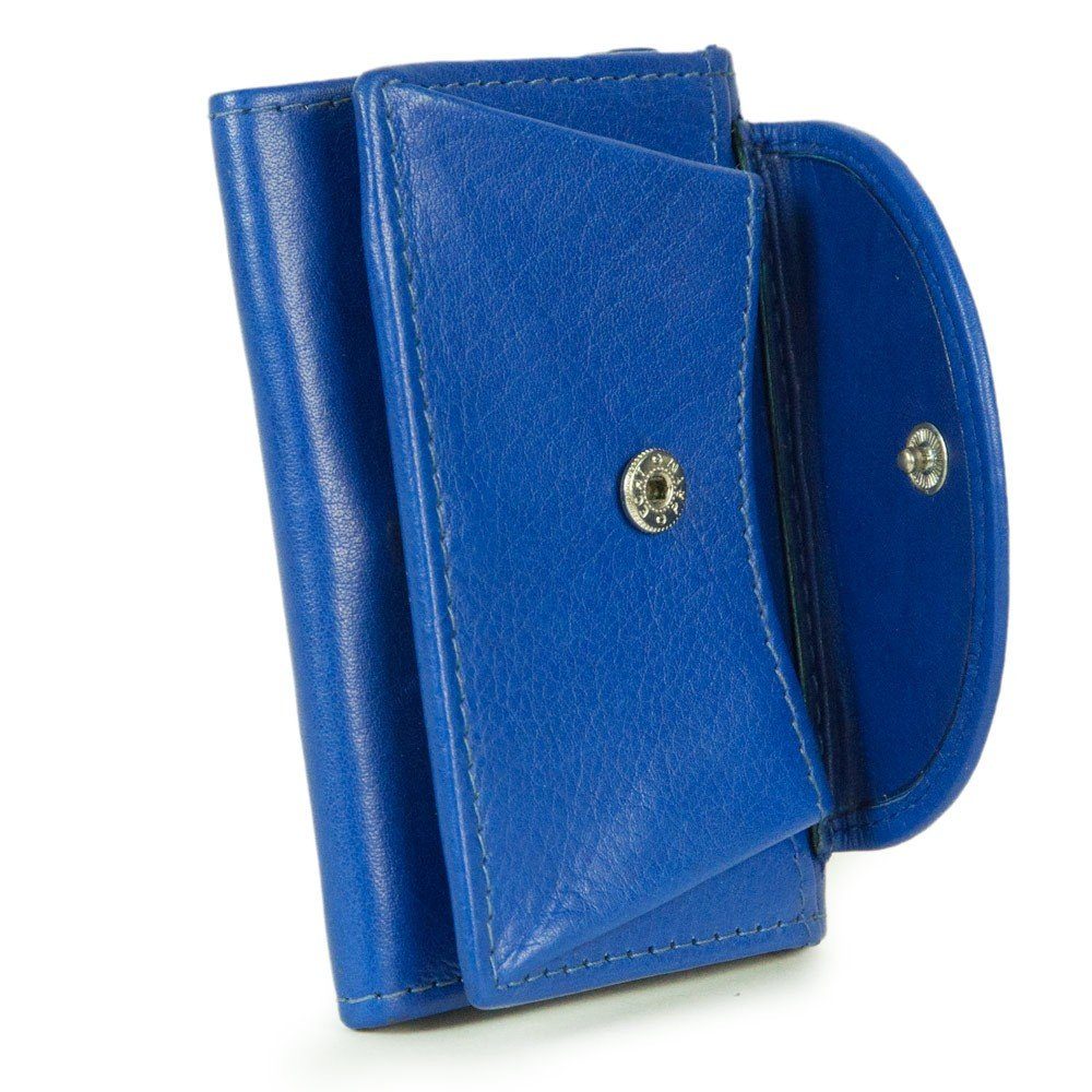 Geldbörse Branco Leder, / Azur-Blau, Mini-Portemonnaie, BRANCO 105 Geldbörse Kleine Mini