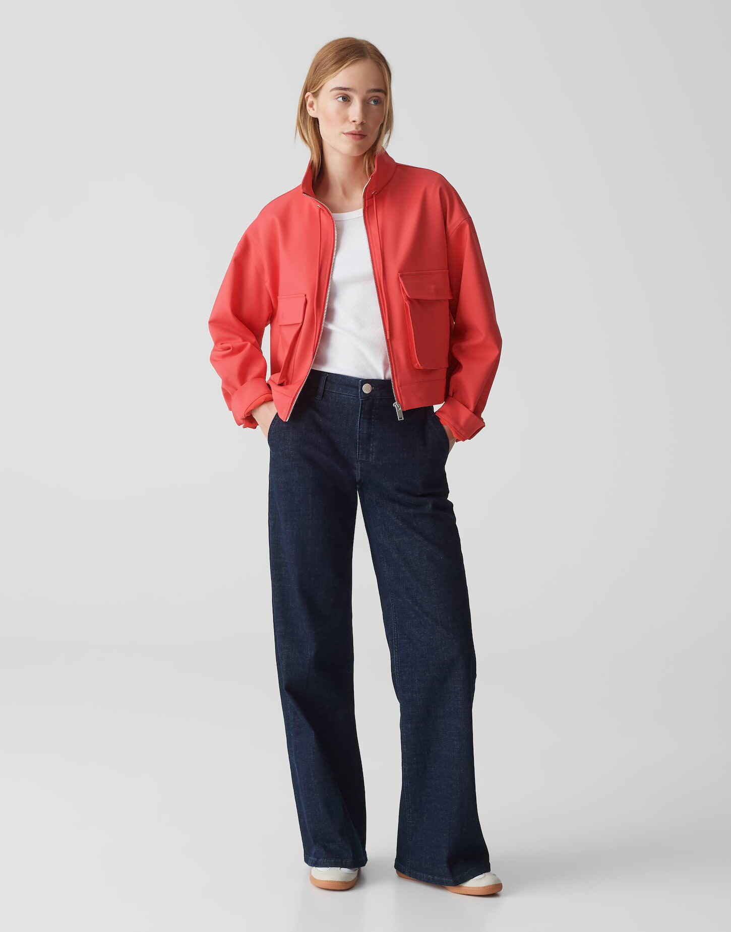 OPUS Kurzjacke Kurzjacke HALVA Boxy Fit aus Baumwoll Mix