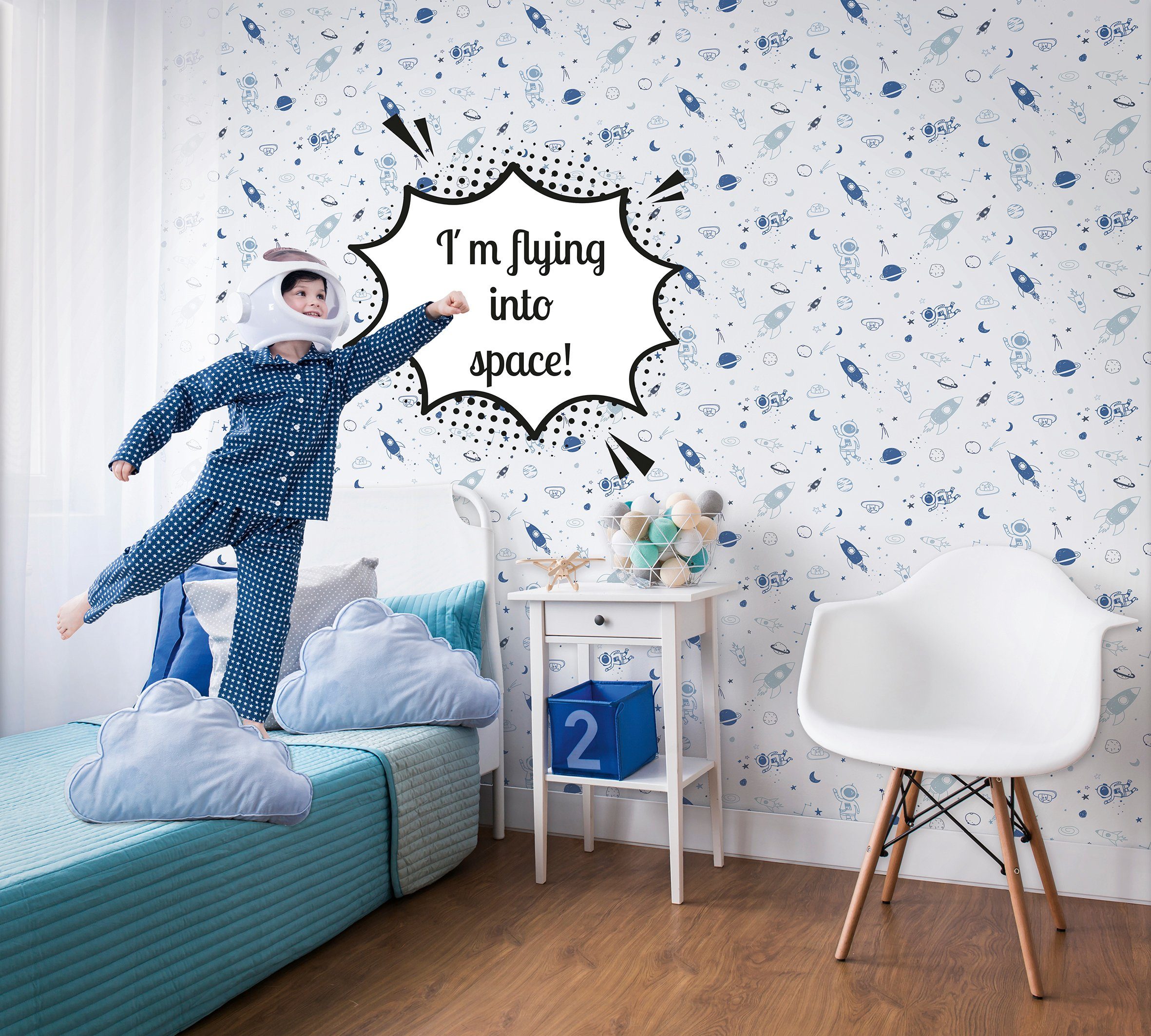 Marburg Kindertapete, Weltall, matt, (1 St), moderne Tapete für Wohnzimmer Schlafzimmer Küche