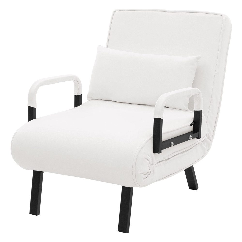 ML-DESIGN Relaxsessel Schlafsessel mit Bettfunktion 3in1 Sessel mit Schlaffunktion klappbar, Bettsessel Klappsessel Faltbares Schlafsofa Stahl/ Chenille Weiß