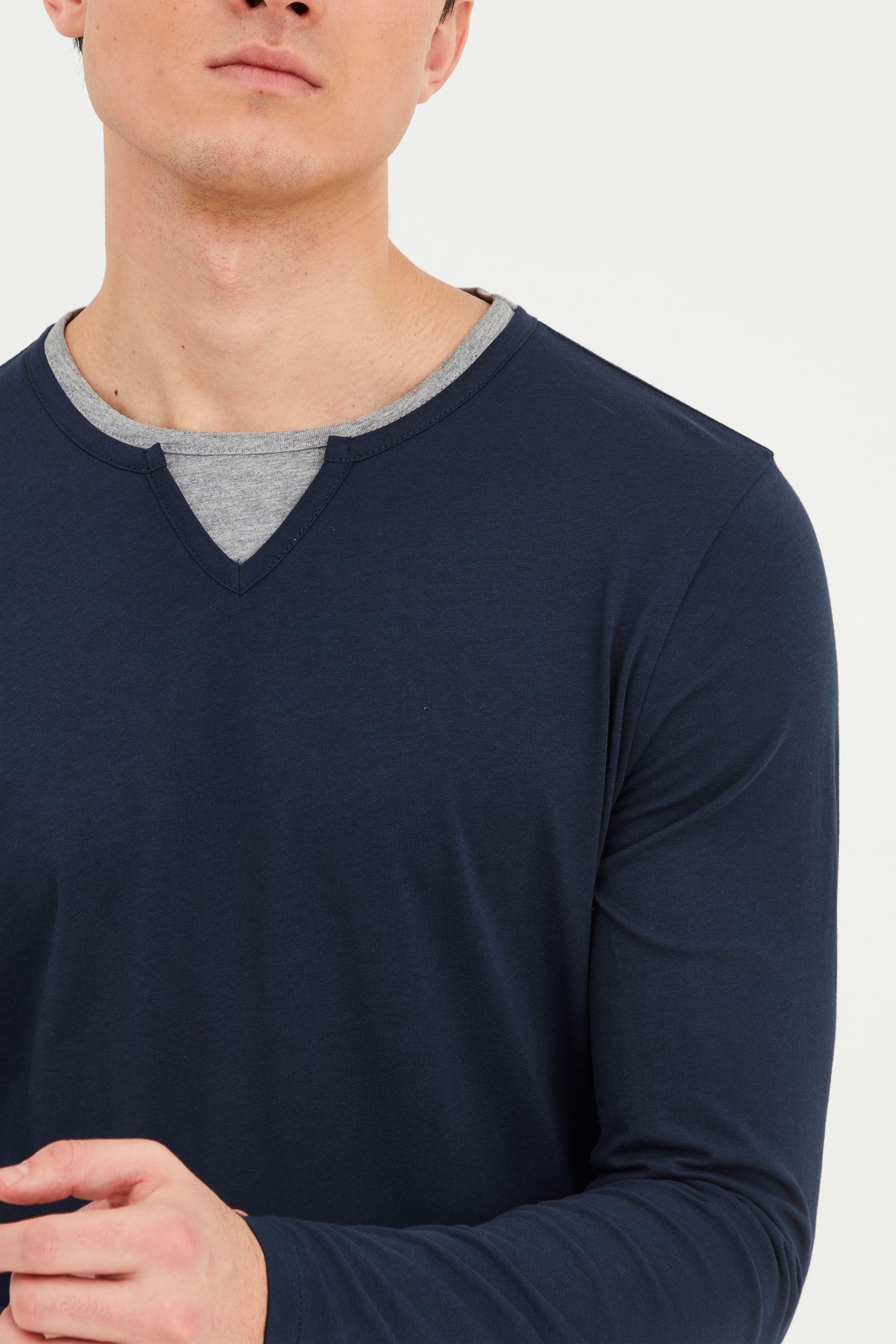 Blend Rundhalsshirt BHLeonas (1-tlg) Klassisches Langarmshirt mit Rundhalsausschnitt in Double-Layer-Optik
