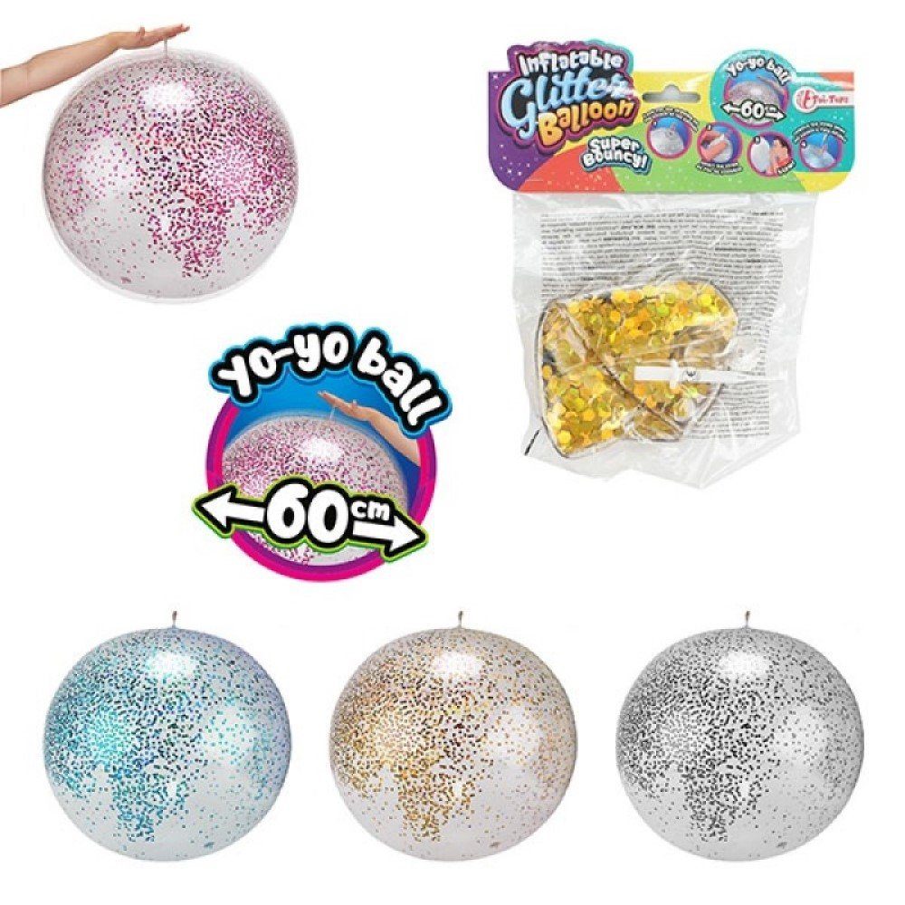 Toi-Toys Spielball Aufblasbarer Glitzerballon - Glitzer 60cm Ball, Partyball