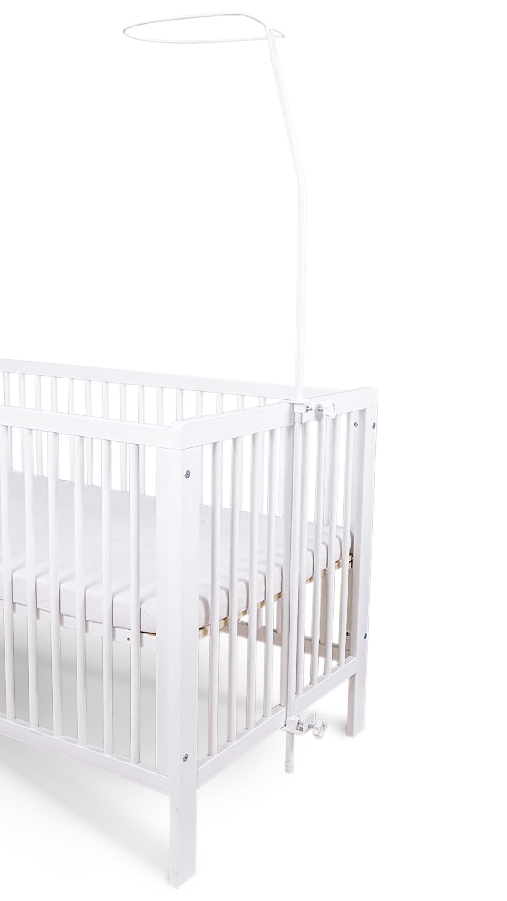 Amilian Betthimmel mit Himmelstange, Himmelhalter - Himmelbett Gestell - für Babybett (Himmelbett Gestell für Babybett; Stubenwagen; Babywiege), Vollstoffhimmel oder Chiffonhimmel