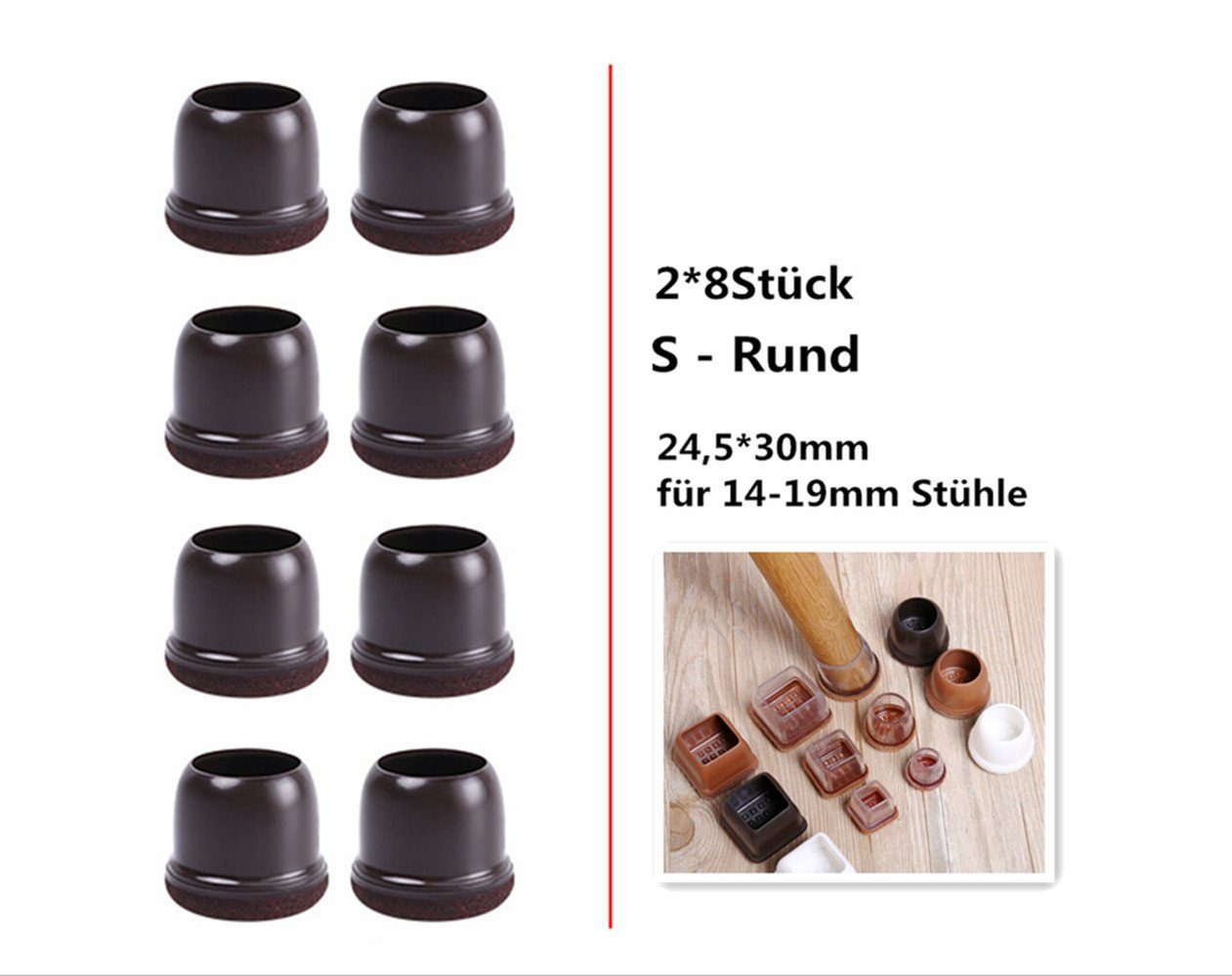 XDeer Stuhlhusse 16 Stück Stuhlbeinkappen,Stuhlbeinschoner,filzgleiter für stühle, Schutzkappen Für Stuhlbeine mit umwickelte Войлочные планеры, Beseitigt Lärm