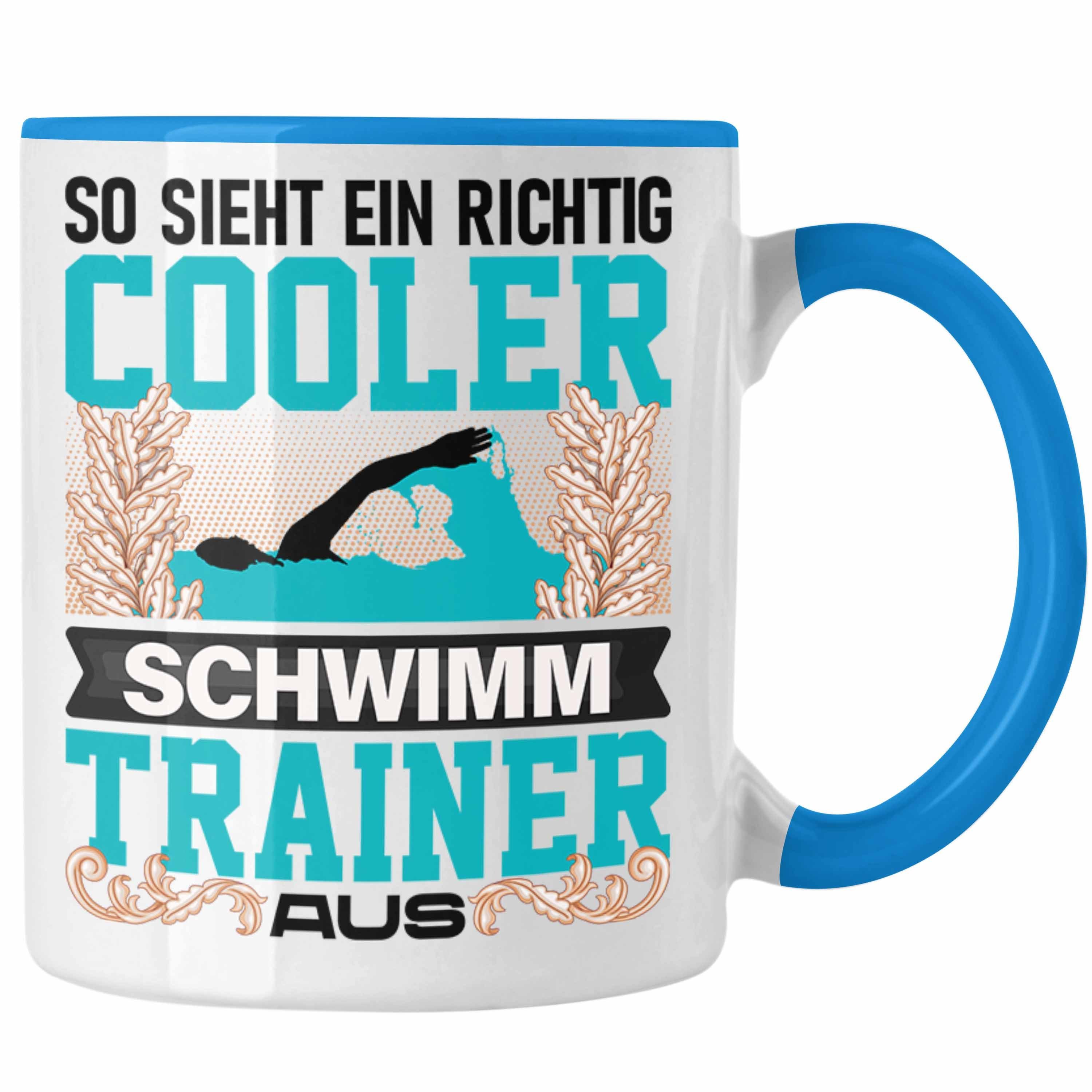 Trendation Tasse Trendation - Tasse Lustig Trainer So Si Geschenk Spruch Lehrer Blau Schwimm