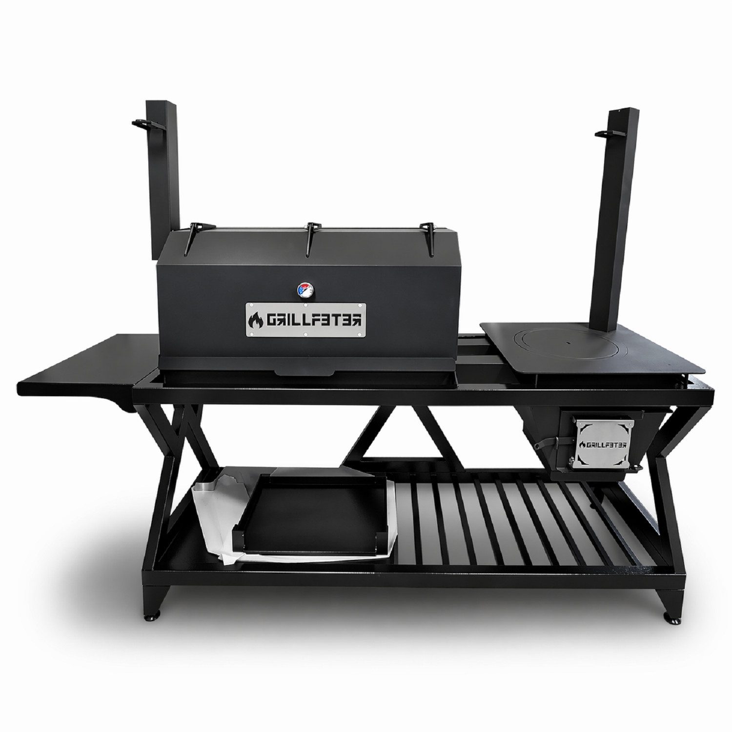 Grillpeter Holzkohlegrill Outdoorküche Beta mit Holzbefeuerung Mangal und Räucherofen