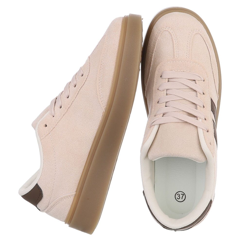 Ital-Design Damen Sneaker Low Top Schnürung Freizeitkomfort Sneaker (91848930) Flach Sneakers Low in Beige – Bild 2 von 5