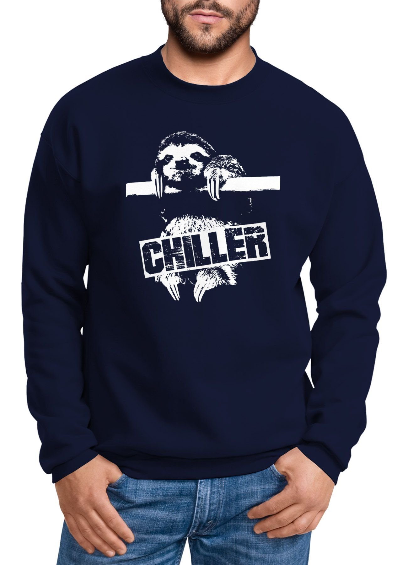 Sweatshirt Lustiges Herren Sweatshirt Faultier Born Chiller Pullover