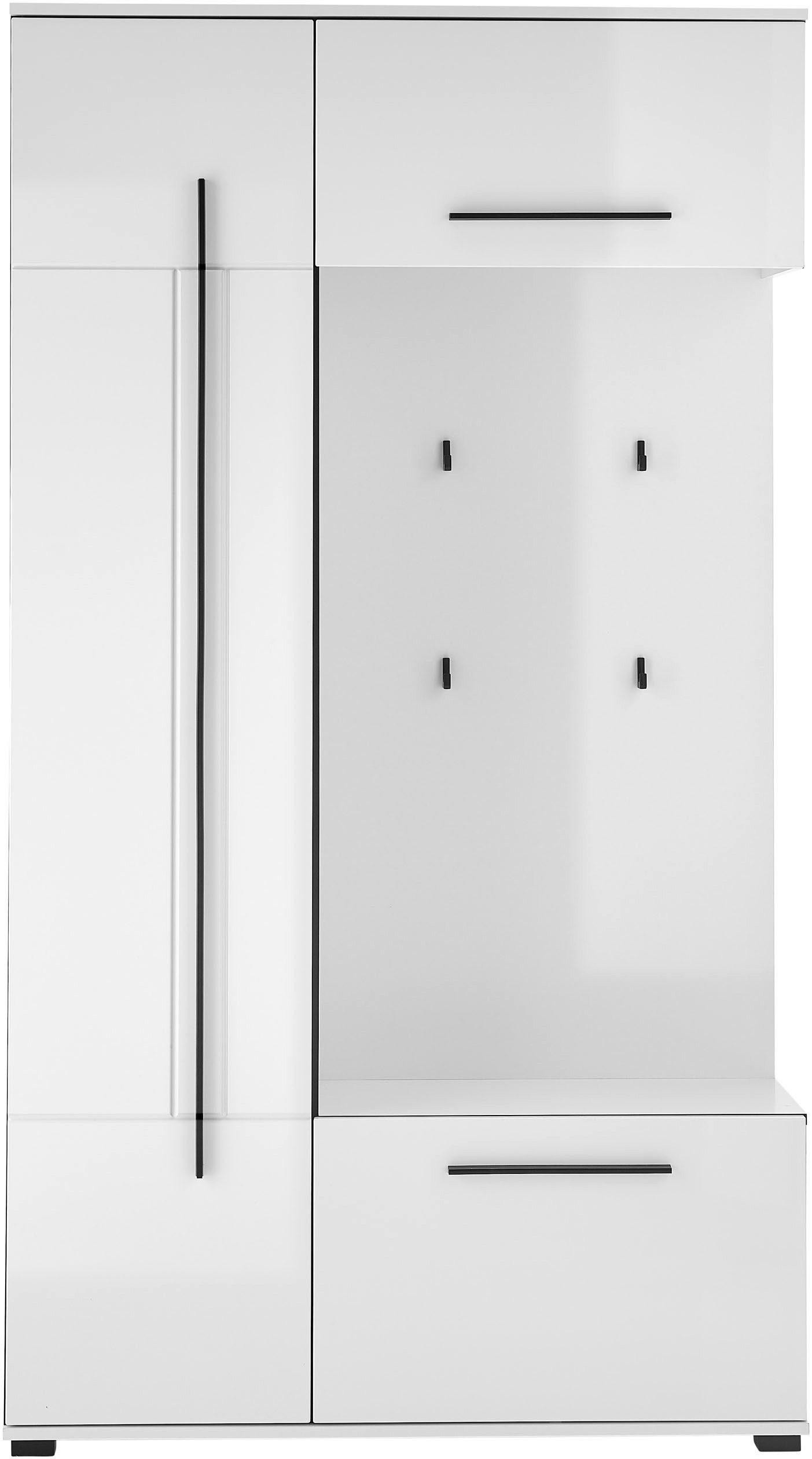 Home affaire Kompaktgarderobe Cantara Flurgarderobe, modern, 2 Farben, 111 cm breit vielseitig einsetzbar, unterschiedliche Stauraummöglichkeiten – Bild 4 von 5