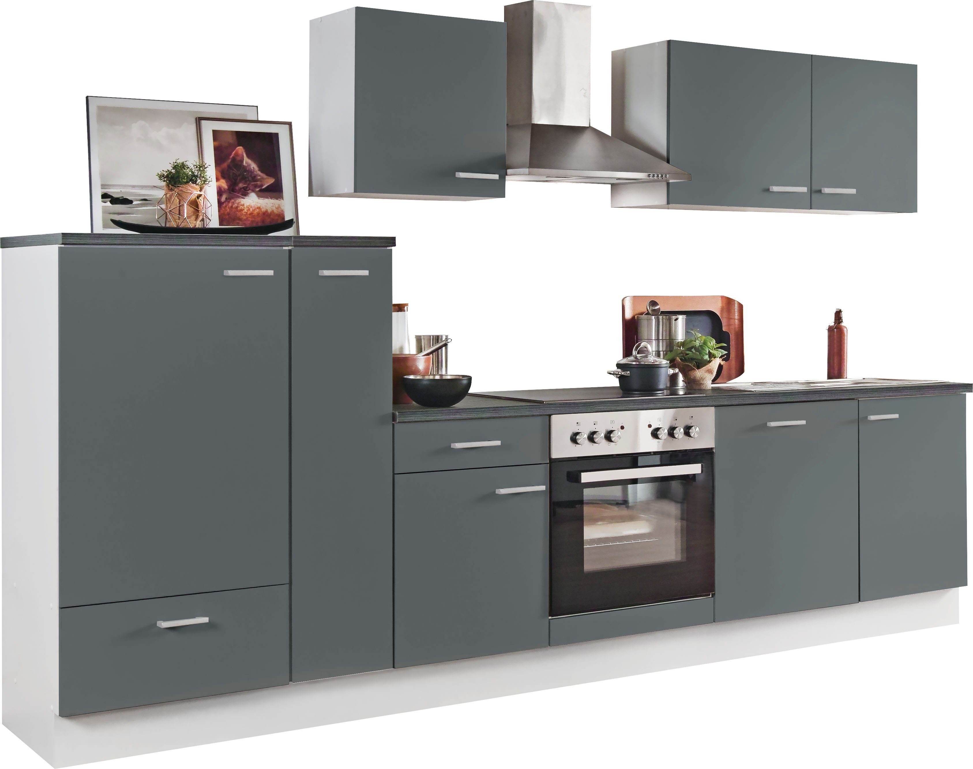 Menke Küchen Küchenzeile »White Classic«, Küchenzeile mit E-Geräten, Breite 310 cm-Otto