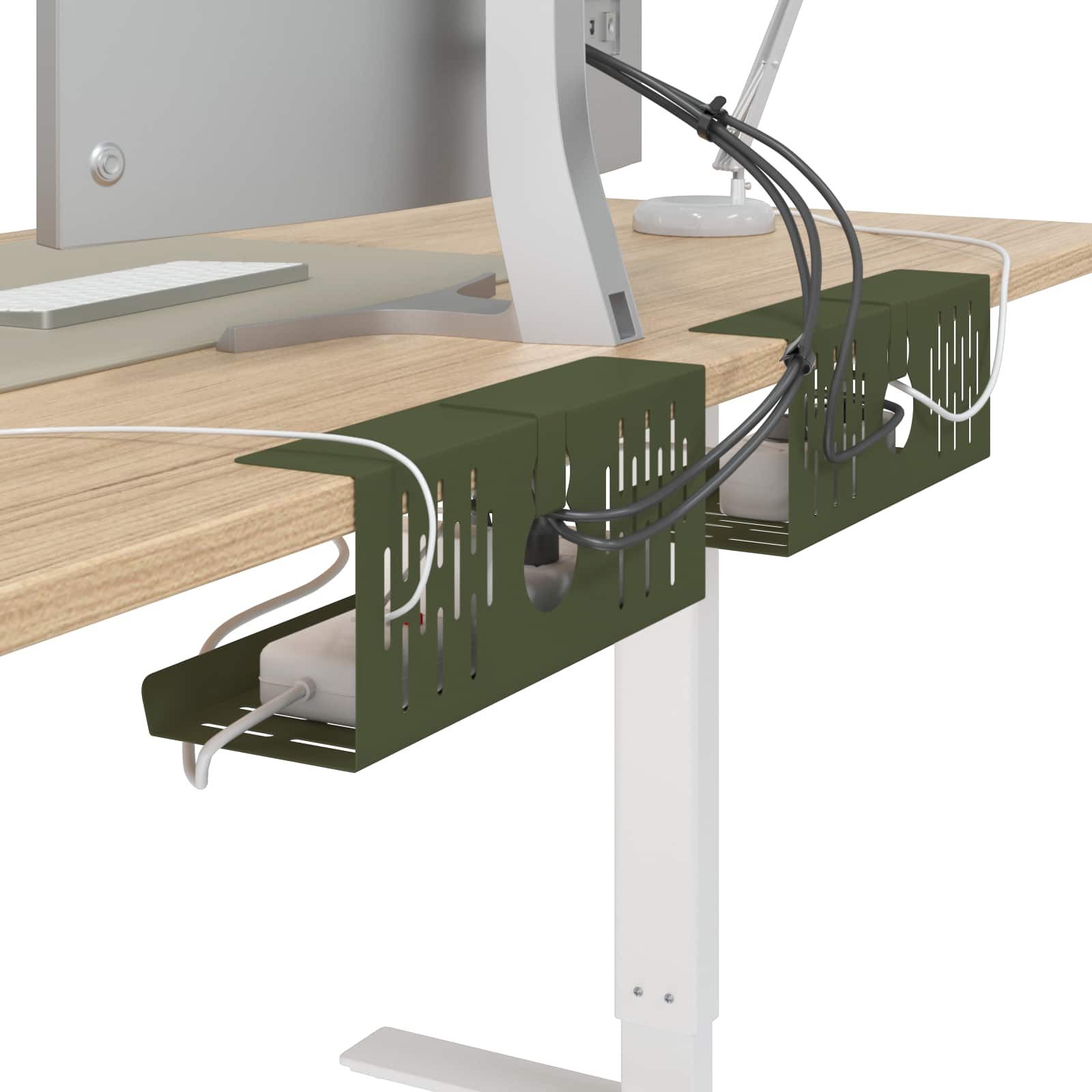 vidaXL Kabelzubehör Unter dem Schreibtisch Kabelmanagement Tray 2 Stk. Olivgrün, (2-tlg)