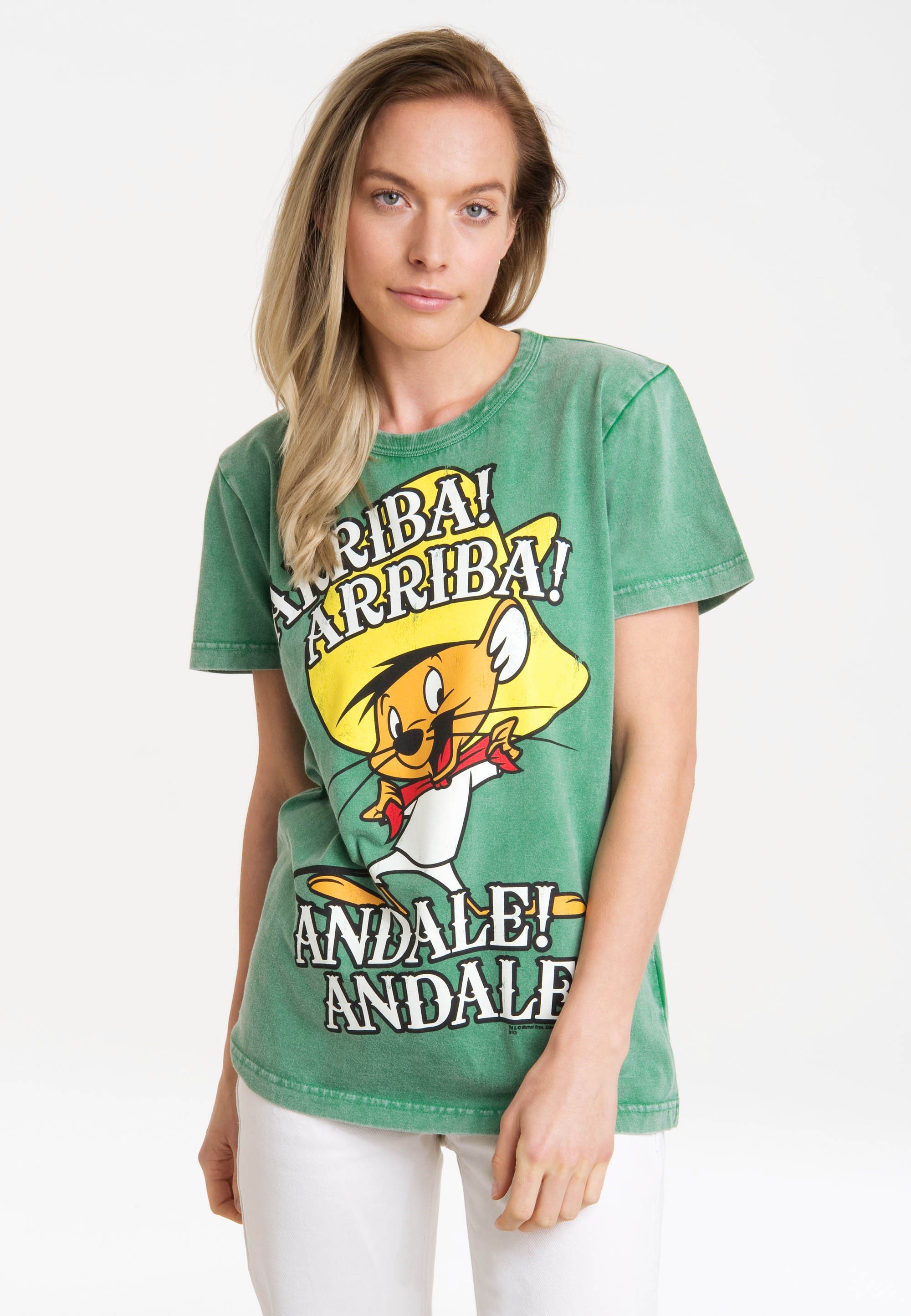 LOGOSHIRT T-Shirt Looney Tunes - Speedy Gonzales mit lizenziertem Print grün | T-Shirts