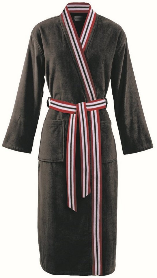 Carl Ross Herrenbademantel, Langform, Baumwolle, Kimono-Kragen, Gürtel,  Kimono Form, Material: 100% Baumwolle