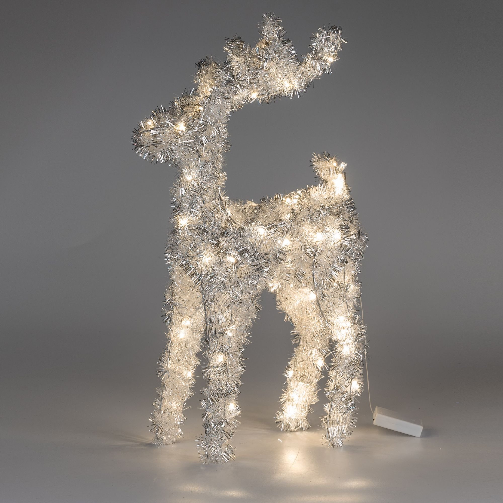 formano Dekofigur Lametta, Mit Timerfunktion, Silber, Hirsch, H: 50cm