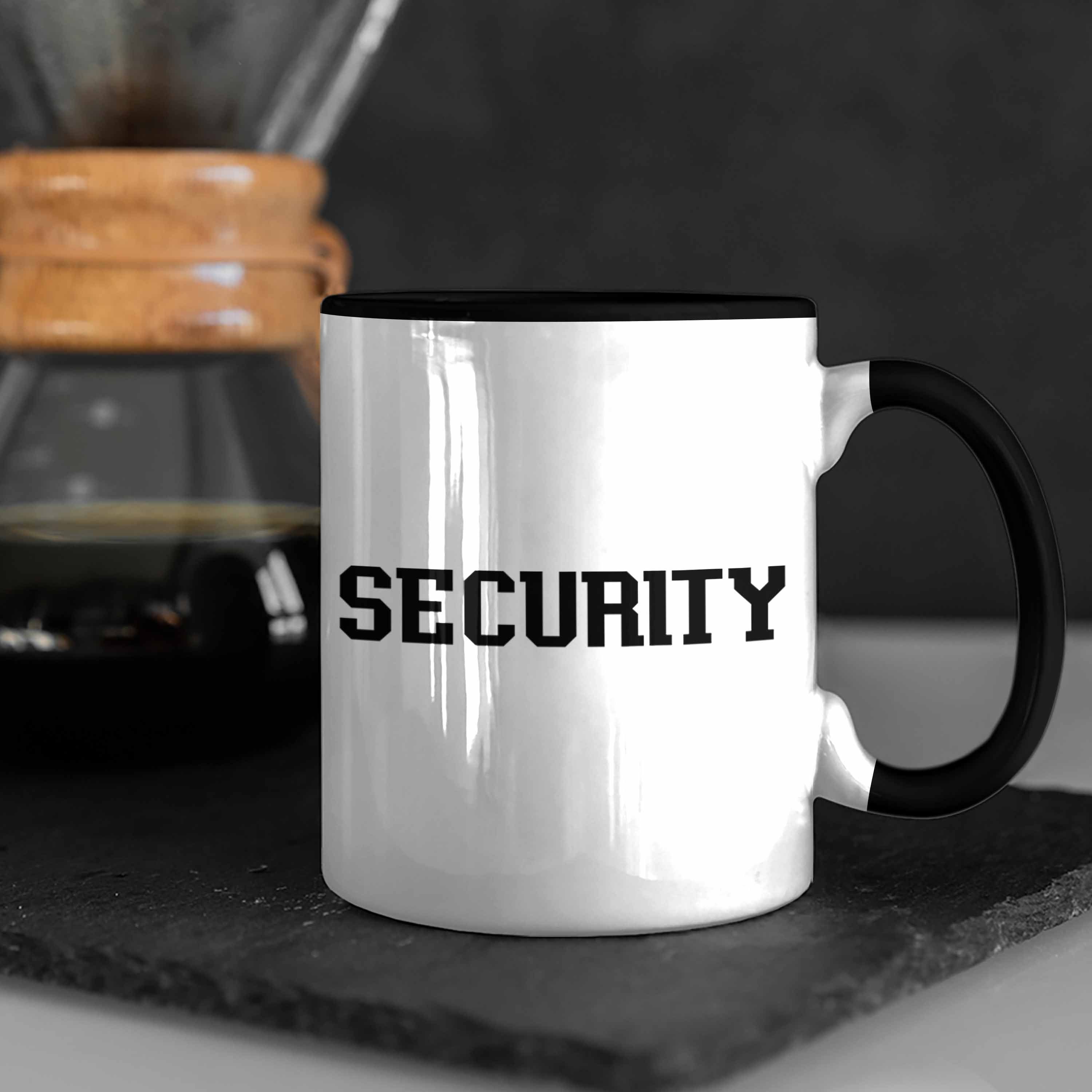 Geschenk Tasse Trendation Wächter für Security Schwarz für Beschützer Türsteher Tasse