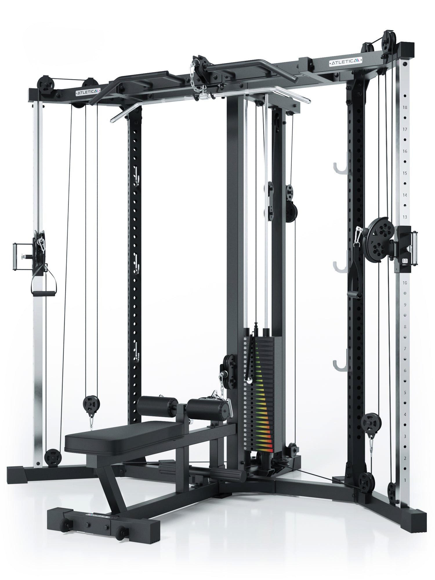 ATLETICA Power Rack Xtria, Kabelzugstation, 125kg Gewichtsblock, (32-tlg)