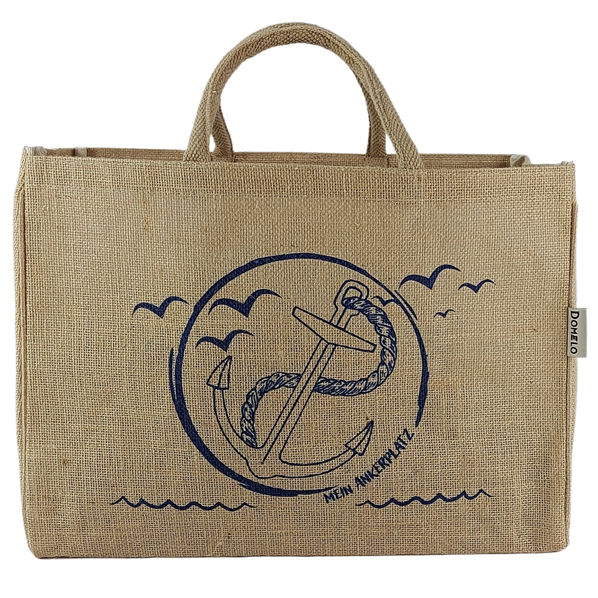 Domelo Einkaufsshopper Jute Einkaufskorb, Vegan Einkaufstasche, Korbtasche, Shopping bag, verstärkte Boden