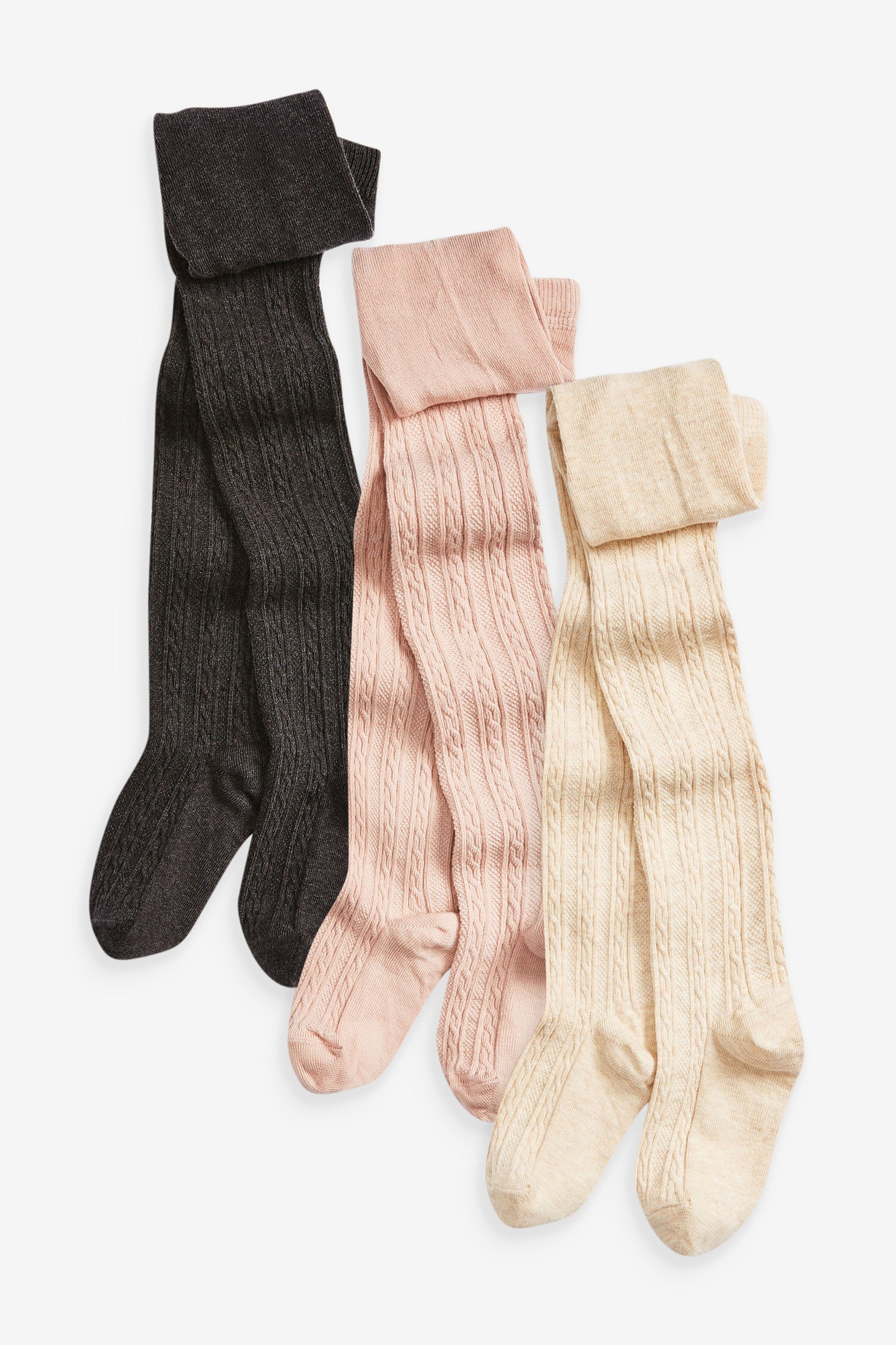 Next Strickstrumpfhose 3er-Pack Strumpfhose mit Zopfmuster (3 St)