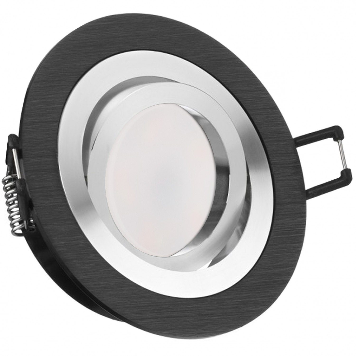 LEDANDO LED Einbaustrahler LED Einbaustrahler Set extra flach in schwarz mit 5W Leuchtmittel von