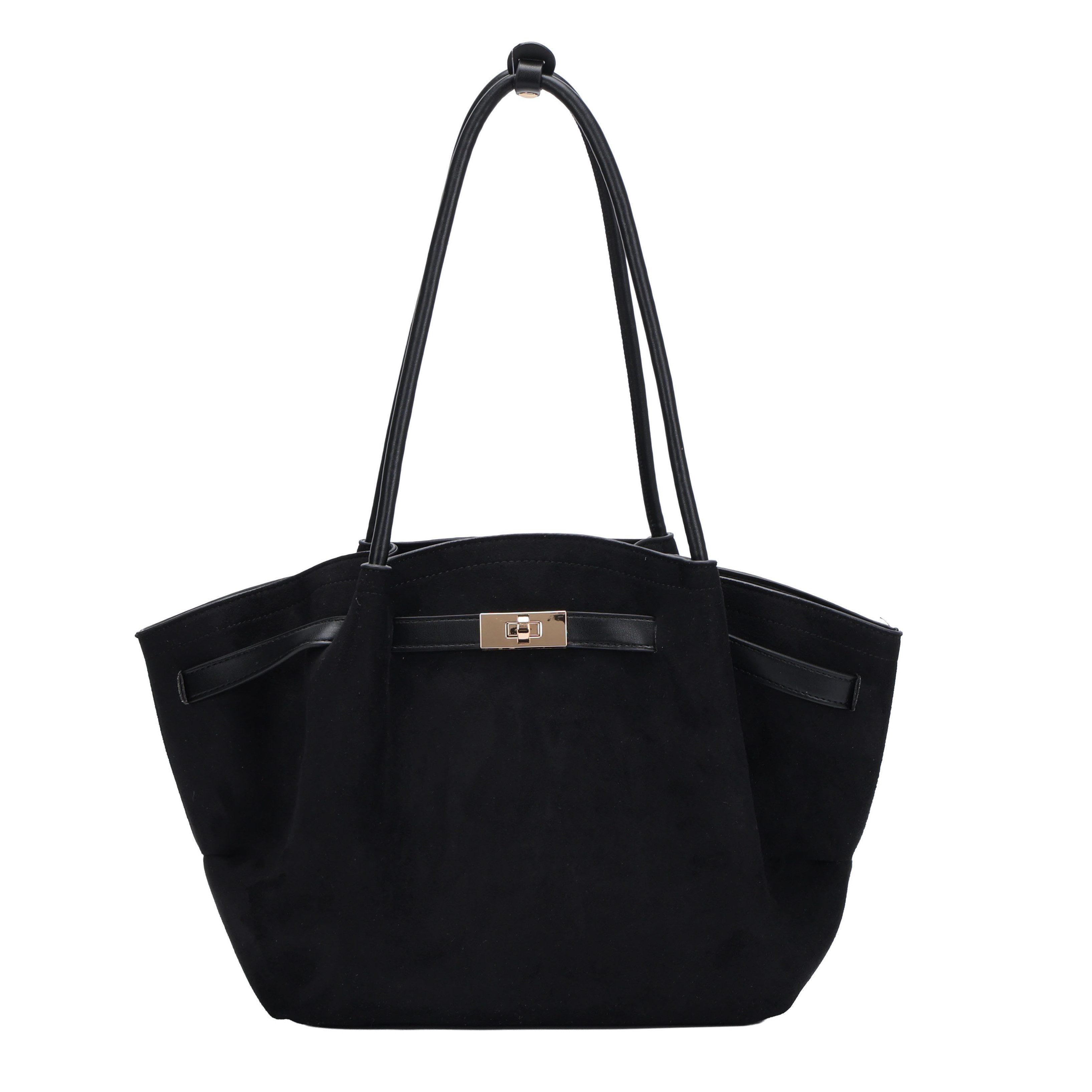 Shopper Damen Schultertasche in Wildleder-Optik, große Handtasche