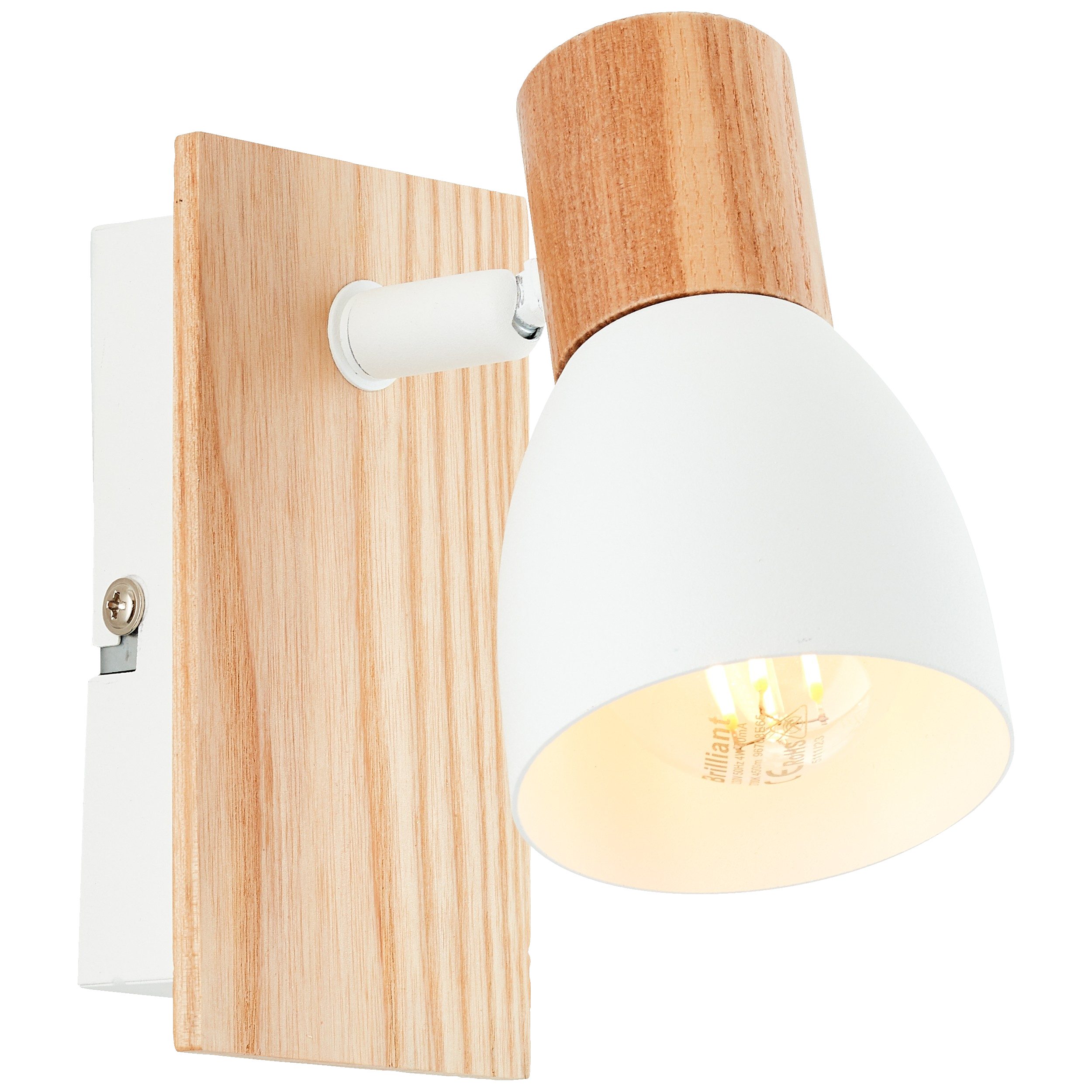 Lightbox Deckenstrahler, ohne Leuchtmittel, Wandspot, 14 x 7 x 16 cm, E14, max. 28 W, schwenkbar, Metall/Holz