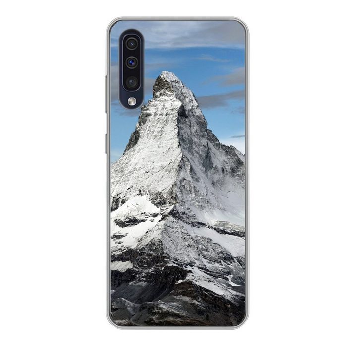 MuchoWow Handyhülle Wolken über dem Matterhorn in der Schweiz Handyhülle Samsung Galaxy A50 Smartphone-Bumper Print Handy