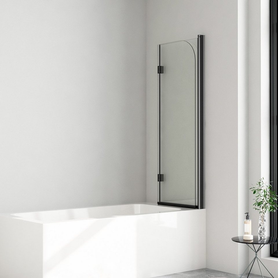 boromal badewannenaufsatz duschtrennwand schwarz 2teilig faltbar