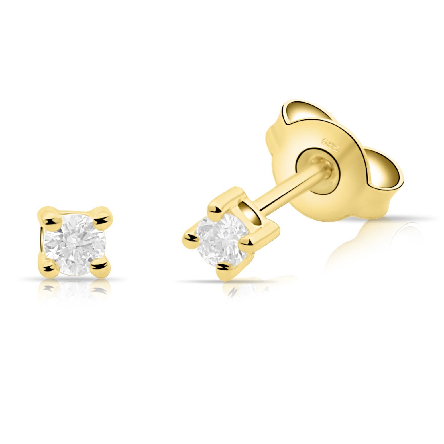 Paar Ohrstecker Ohrstecker 585er Gelbgold Zirkonia Weiß Hochglanzpoliert, M günstig online kaufen