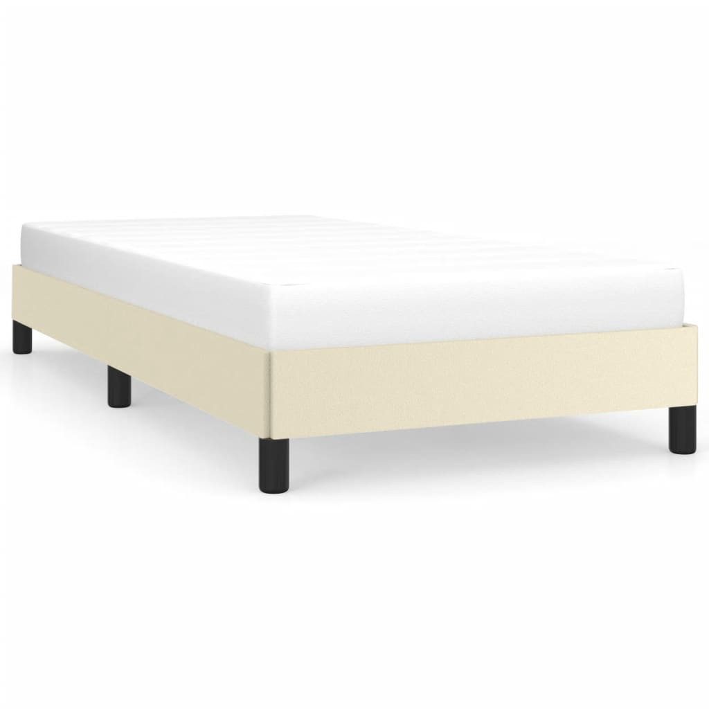 vidaXL Bett Bettgestell Creme 90x190 cm Kunstleder